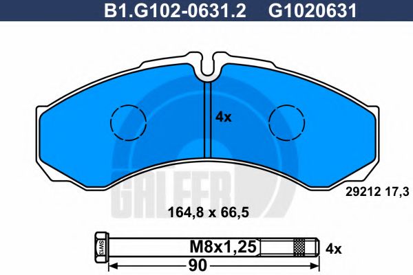 Комплект тормозных колодок, дисковый тормоз GALFER B1.G102-0631.2