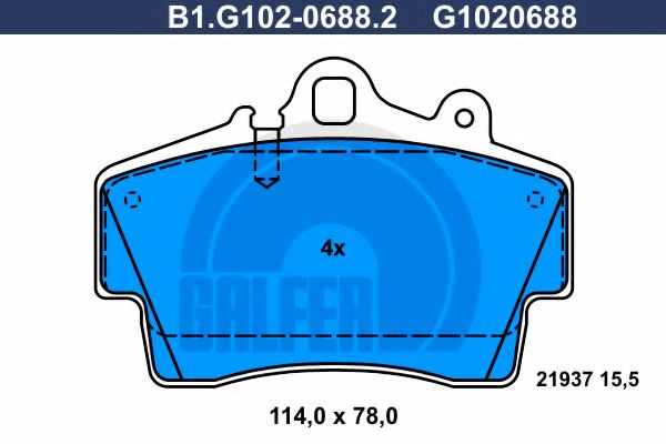 Комплект тормозных колодок, дисковый тормоз GALFER B1.G102-0688.2