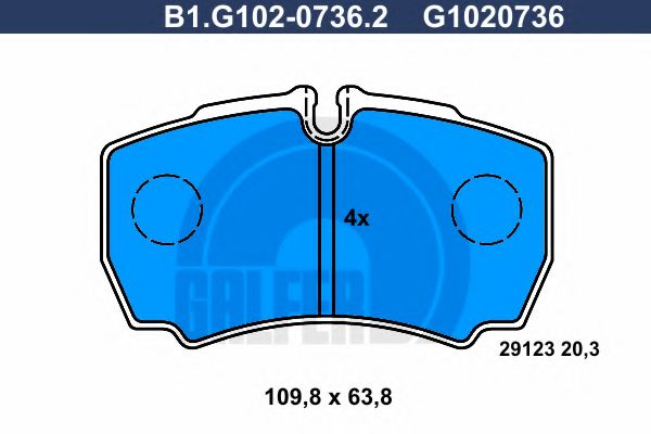 Комплект тормозных колодок, дисковый тормоз GALFER B1.G102-0736.2