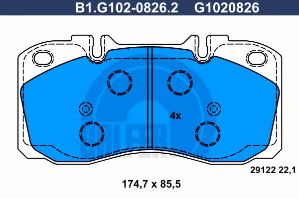 Комплект тормозных колодок, дисковый тормоз GALFER B1.G102-0826.2