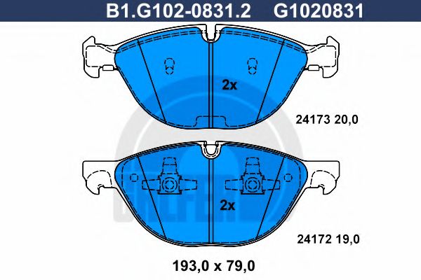 Комплект тормозных колодок, дисковый тормоз GALFER B1.G102-0831.2