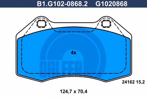 Комплект тормозных колодок, дисковый тормоз GALFER B1.G102-0868.2