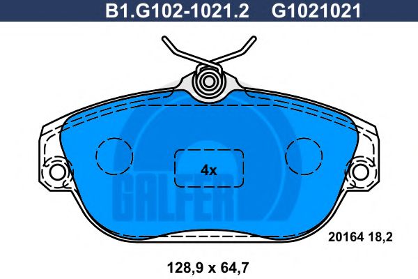 Комплект тормозных колодок, дисковый тормоз GALFER B1.G102-1021.2