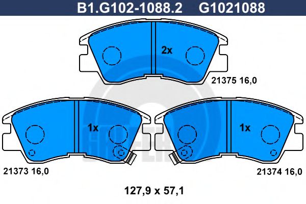 Комплект тормозных колодок, дисковый тормоз GALFER B1.G102-1088.2