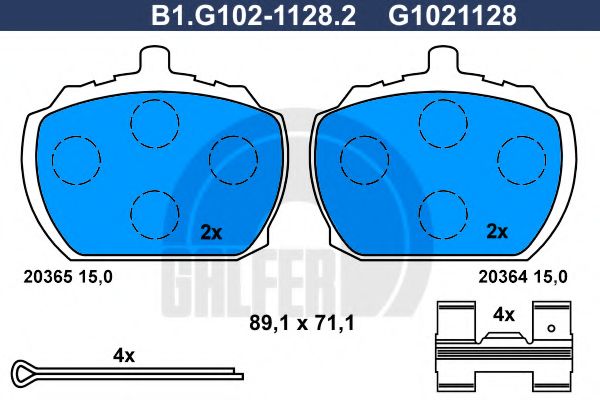 Комплект тормозных колодок, дисковый тормоз GALFER B1.G102-1128.2