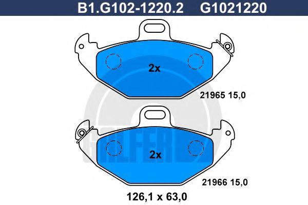 Комплект тормозных колодок, дисковый тормоз GALFER B1.G102-1220.2