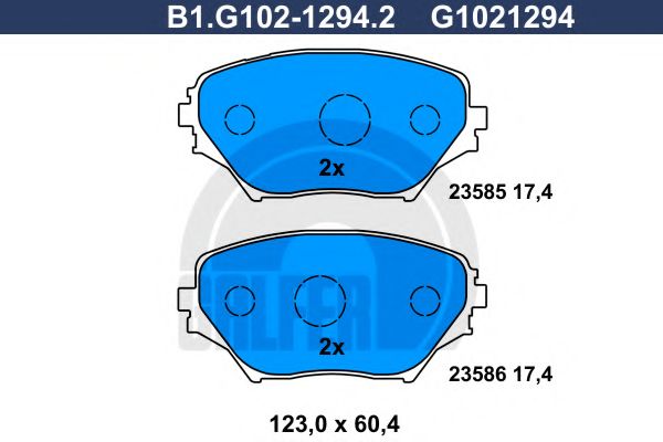 Комплект тормозных колодок, дисковый тормоз GALFER B1.G102-1294.2