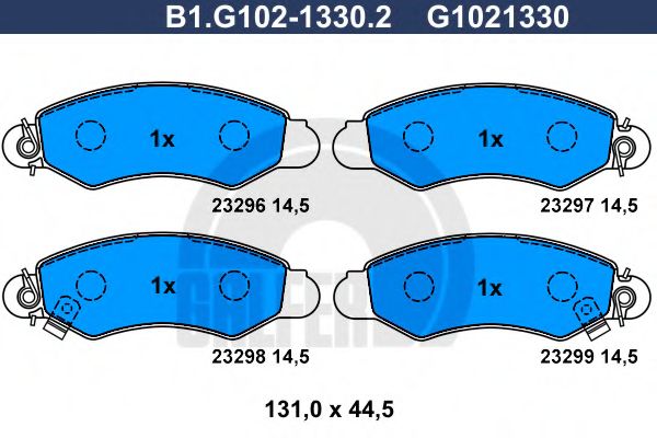 Комплект тормозных колодок, дисковый тормоз GALFER B1.G102-1330.2