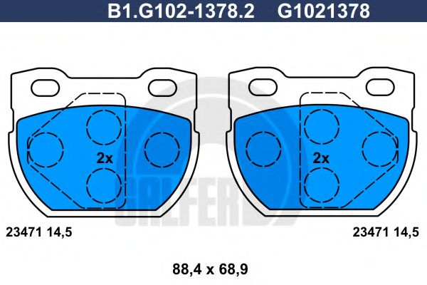 Комплект тормозных колодок, дисковый тормоз GALFER B1.G102-1378.2