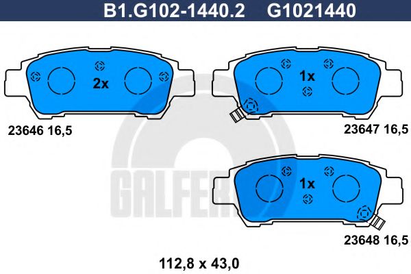 Комплект тормозных колодок, дисковый тормоз GALFER B1.G102-1440.2