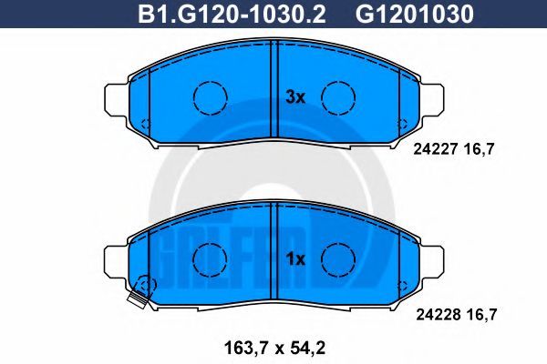 Комплект тормозных колодок, дисковый тормоз GALFER B1.G120-1030.2