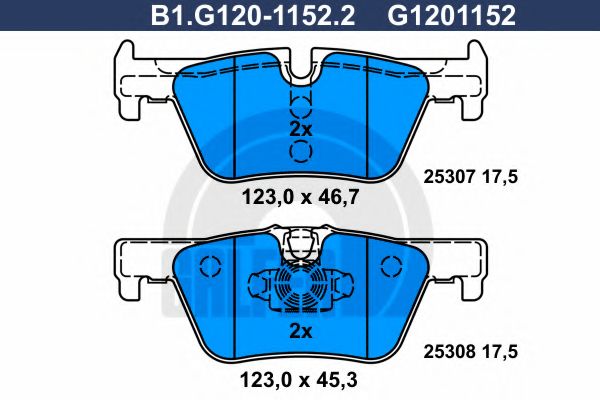 Комплект тормозных колодок, дисковый тормоз GALFER B1.G120-1152.2