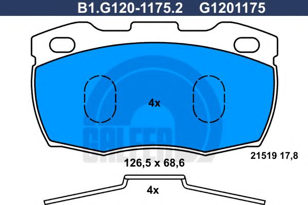 Комплект тормозных колодок, дисковый тормоз GALFER B1.G120-1175.2