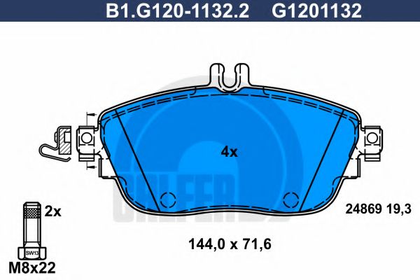 Комплект тормозных колодок, дисковый тормоз GALFER B1.G120-1132.2