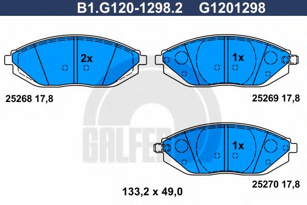 Комплект тормозных колодок, дисковый тормоз GALFER B1.G120-1298.2