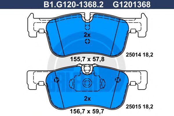 Комплект тормозных колодок, дисковый тормоз GALFER B1.G120-1368.2