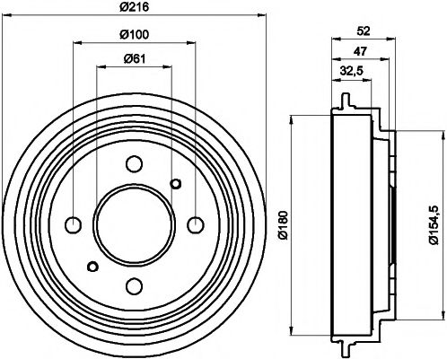 Тормозной барабан HELLA PAGID 8DT 355 301-471