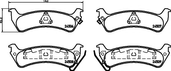 Комплект тормозных колодок, дисковый тормоз HELLA PAGID 8DB 355 013-091