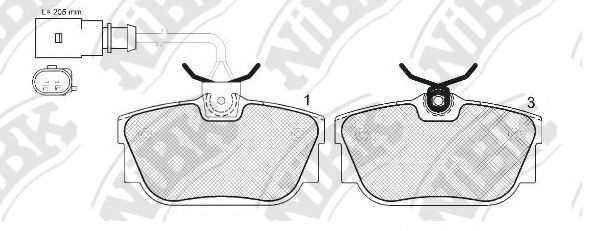 Комплект тормозных колодок, дисковый тормоз NiBK PN0035W