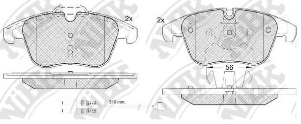 Комплект тормозных колодок, дисковый тормоз NiBK PN0462W