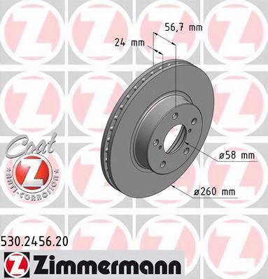 Тормозной диск ZIMMERMANN 530.2456.20