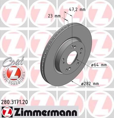 Тормозной диск ZIMMERMANN 280.3171.20