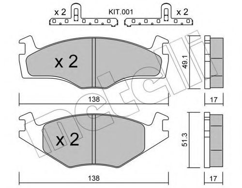Комплект тормозных колодок, дисковый тормоз METELLI 22-0045-2K