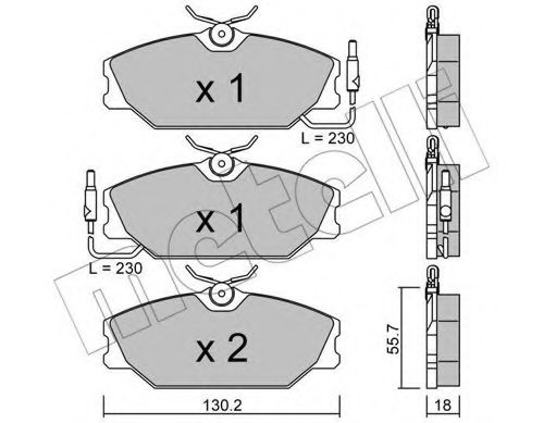 Комплект тормозных колодок, дисковый тормоз METELLI 22-0142-1