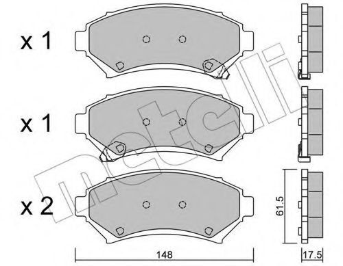 Комплект тормозных колодок, дисковый тормоз METELLI 22-0696-0