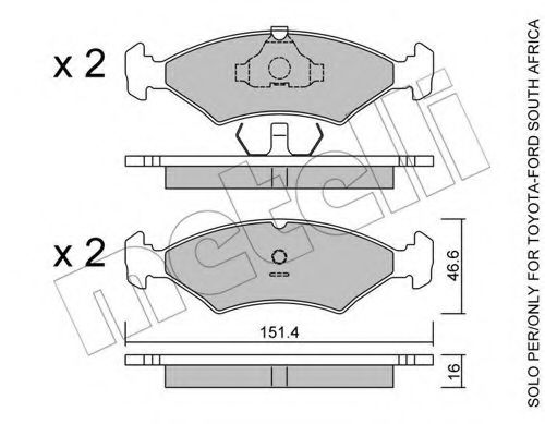 Комплект тормозных колодок, дисковый тормоз METELLI 22-0029-2