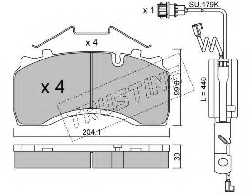 Комплект тормозных колодок, дисковый тормоз TRUSTING 606.1W