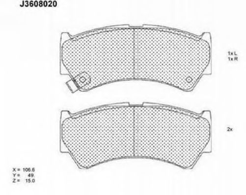 Комплект тормозных колодок, дисковый тормоз NIPPARTS J3608020