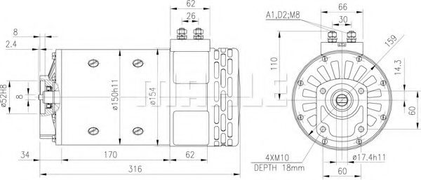 Электродвигатель MAHLE ORIGINAL MM 116