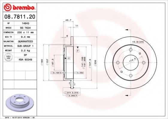 Тормозной диск BRECO BS 7634