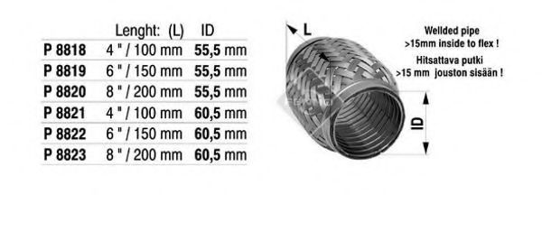 Гофрированная труба, выхлопная система FENNO 8822