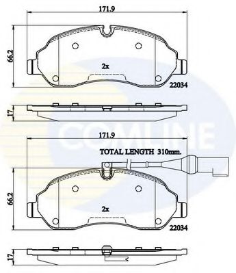 Комплект тормозных колодок, дисковый тормоз COMLINE CBP22214