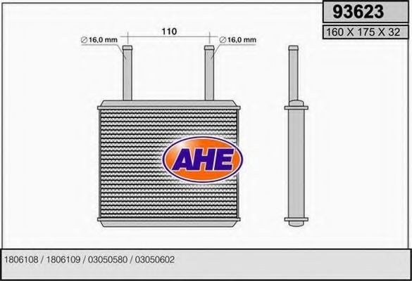 Теплообменник, отопление салона AHE 93623