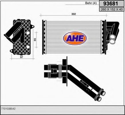 Теплообменник, отопление салона AHE 93681