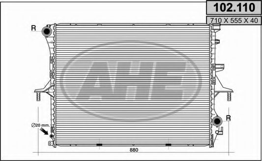 Радиатор, охлаждение двигателя AHE 102.110