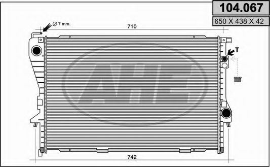 Радиатор, охлаждение двигателя AHE 104.067