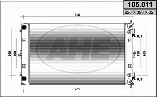 Радиатор, охлаждение двигателя AHE 105.011