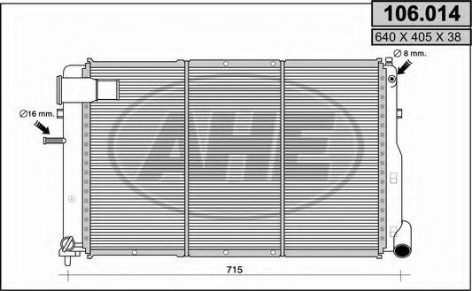 Радиатор, охлаждение двигателя AHE 106.014