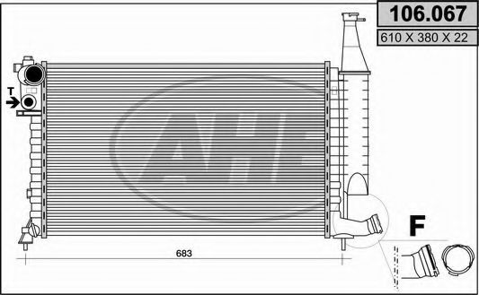 Радиатор, охлаждение двигателя AHE 106.067