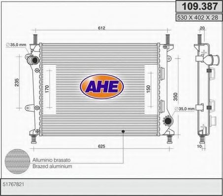 Радиатор, охлаждение двигателя AHE 109.387