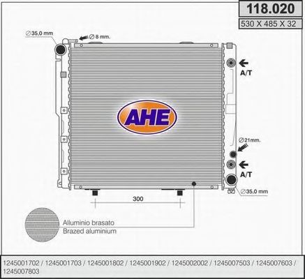 Радиатор, охлаждение двигателя AHE 118.020