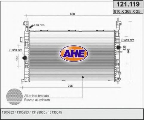 Радиатор, охлаждение двигателя AHE 121.119