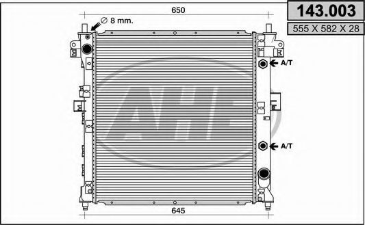 Радиатор, охлаждение двигателя AHE 143.003