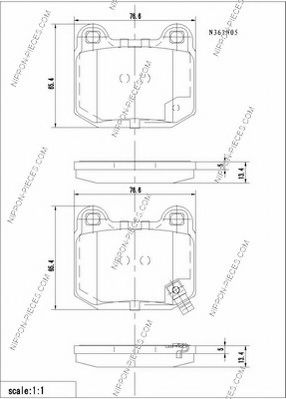 Комплект тормозных колодок, дисковый тормоз NPS N361N05