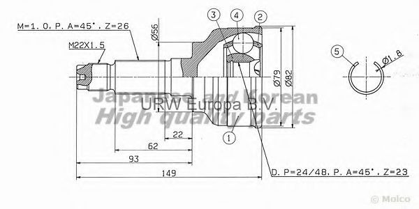 Шарнирный комплект, приводной вал ASHUKI MA-2C0I