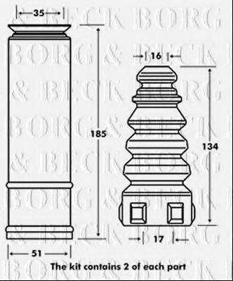 Пылезащитный комплект, амортизатор BORG & BECK BPK7091